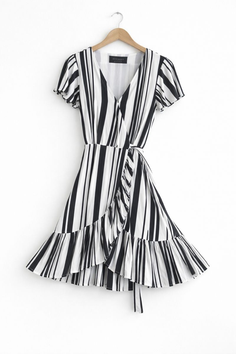 Decjuba Black and White Stripe Dress