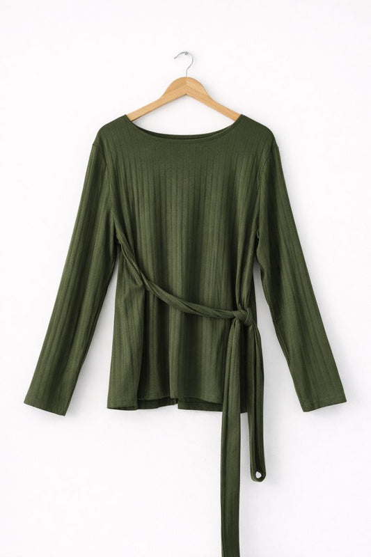 Ribbed Long Sleeve Sweater Blouse