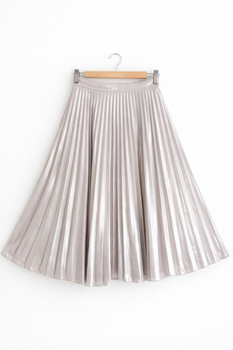 Forever New Shimmering Pleated Champagne Skirt