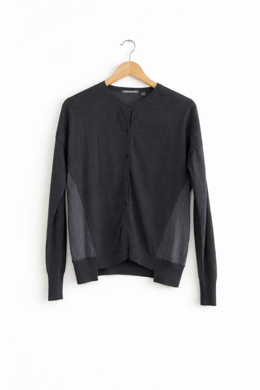Classic Silk & Wool Black Cardigan