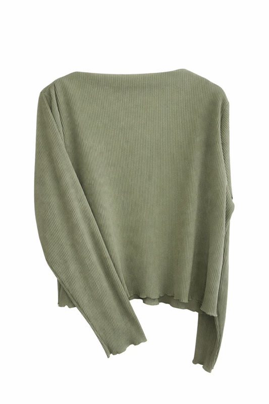 Ribbed Lightweight Long Sleeved Blouse