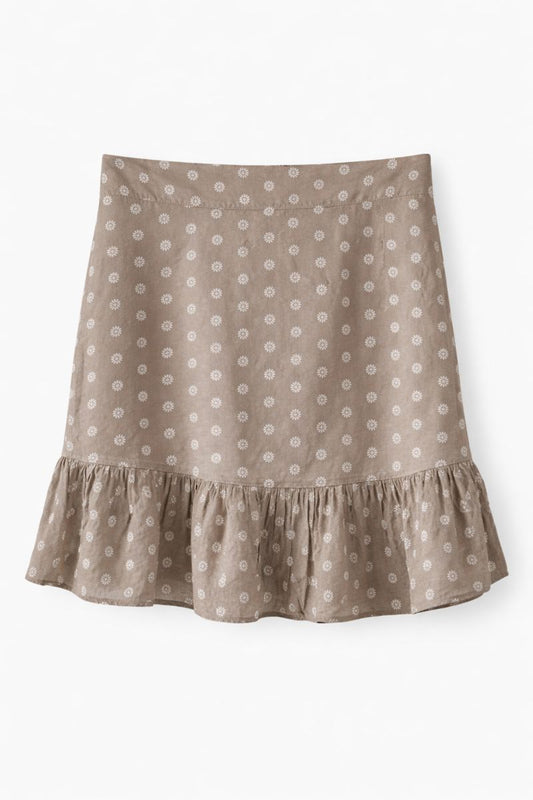 Taupe Mini Skirt W Frill Trim