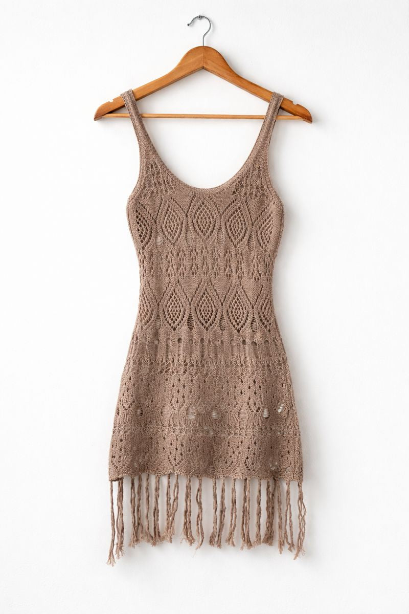 Lace Fringe Hem Cover Up Dress