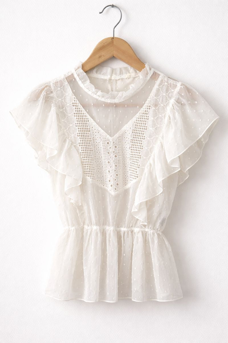 Sheer Swiss Dot Lace Blouse