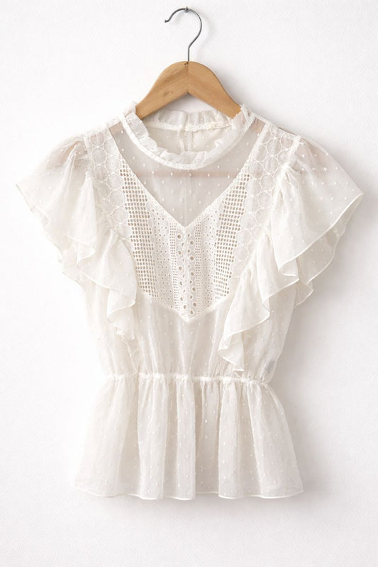 Sheer Swiss Dot Lace Blouse