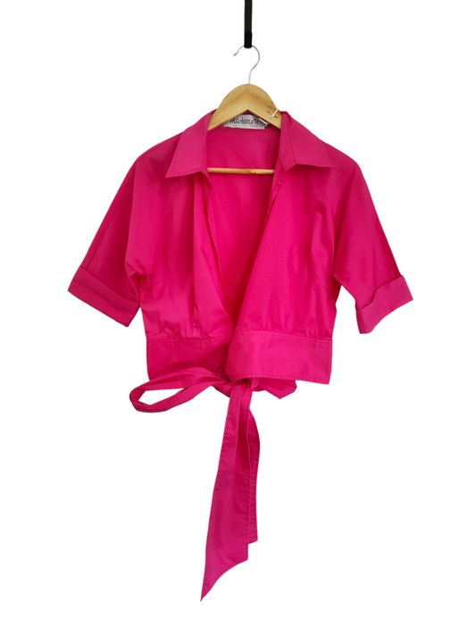 Mackenzie Mode Crop Wrap Top – Hot Pink
