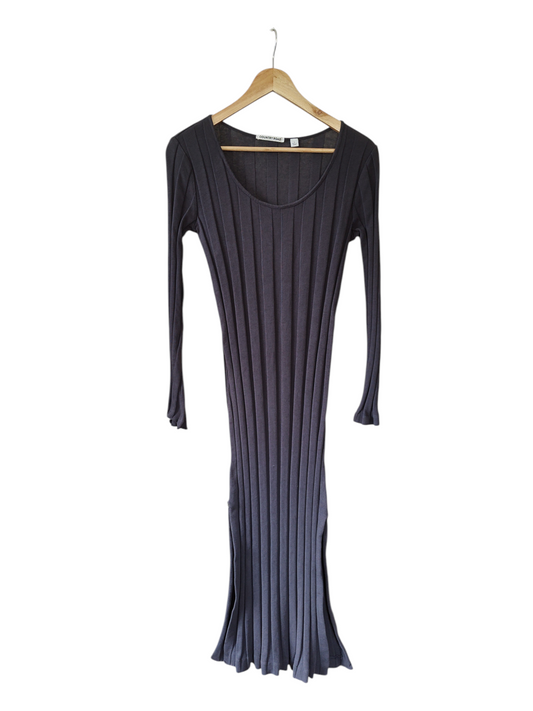 Country Road Charcoal Ribbed Long-Sleeve Maxi Dress