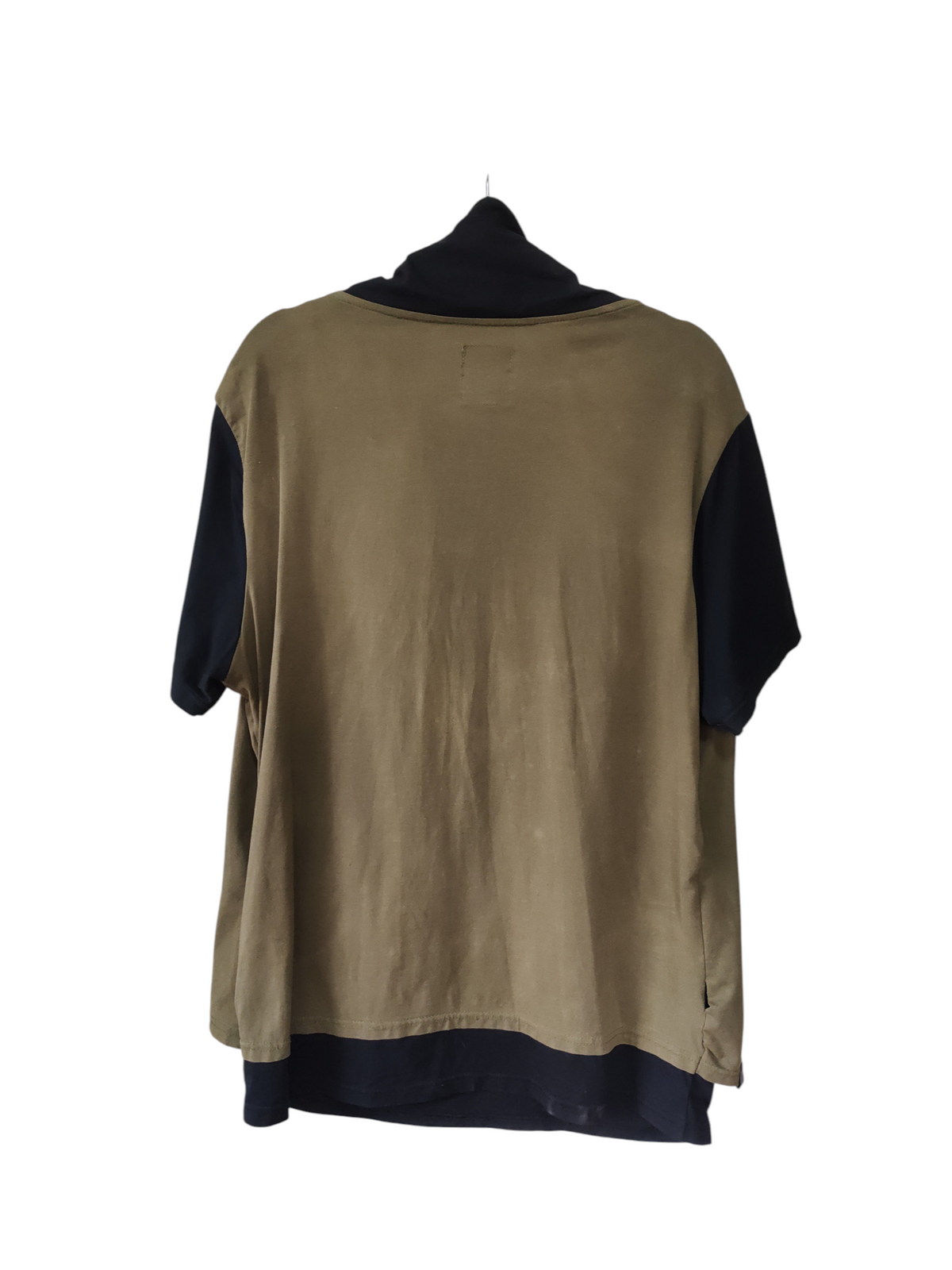 Shengbangdi Khaki & Black Layered Short Sleeve Top