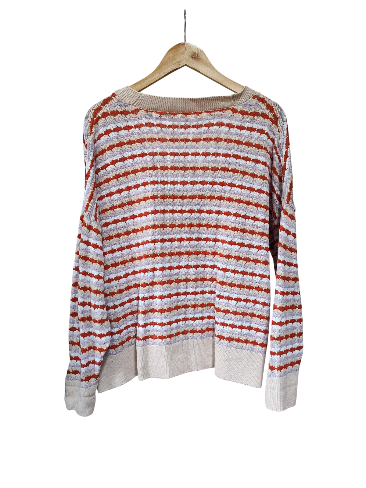 Avella Cream Multicolour Striped Knit Cardigan