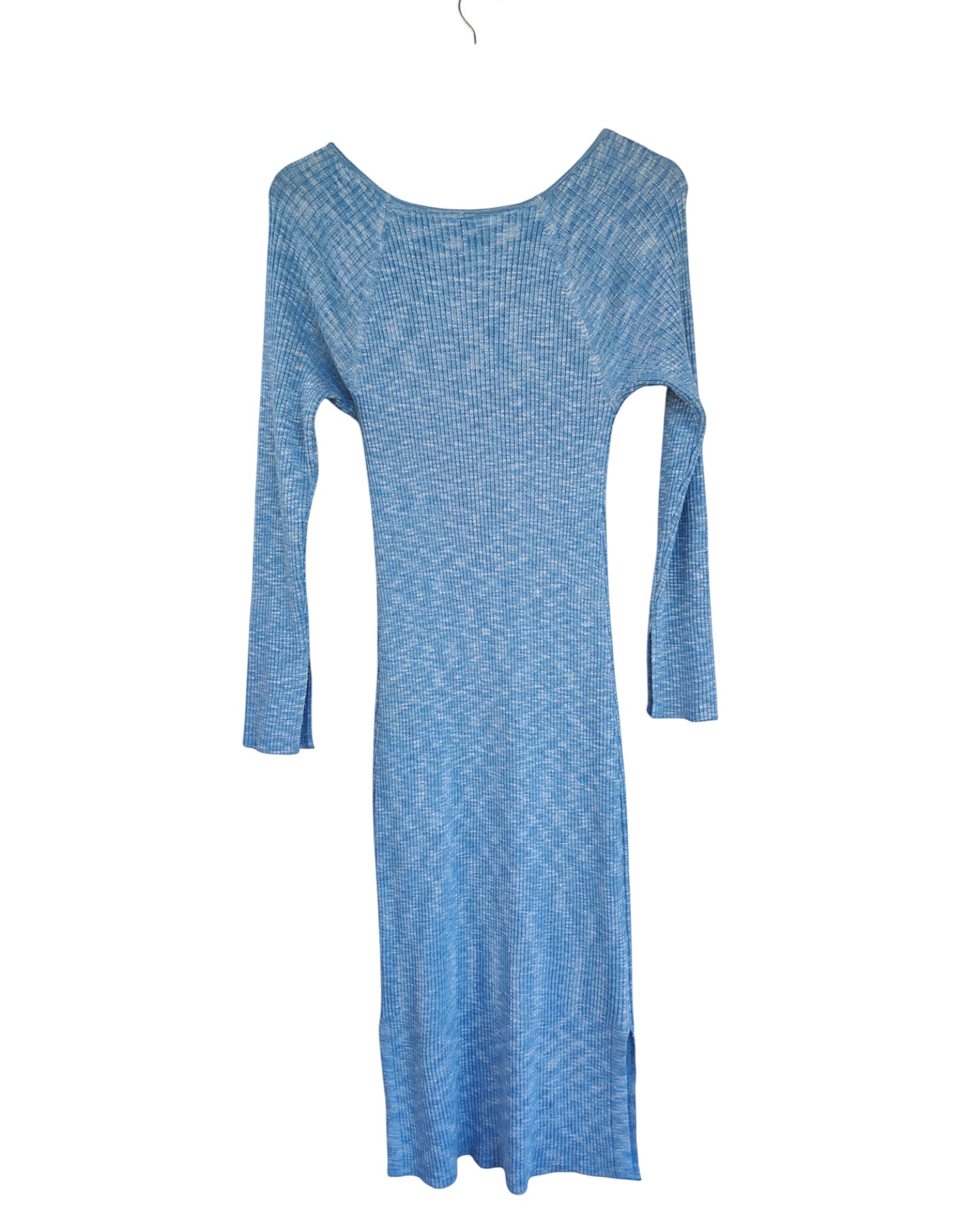 Baby blue long-sleeve midi dress