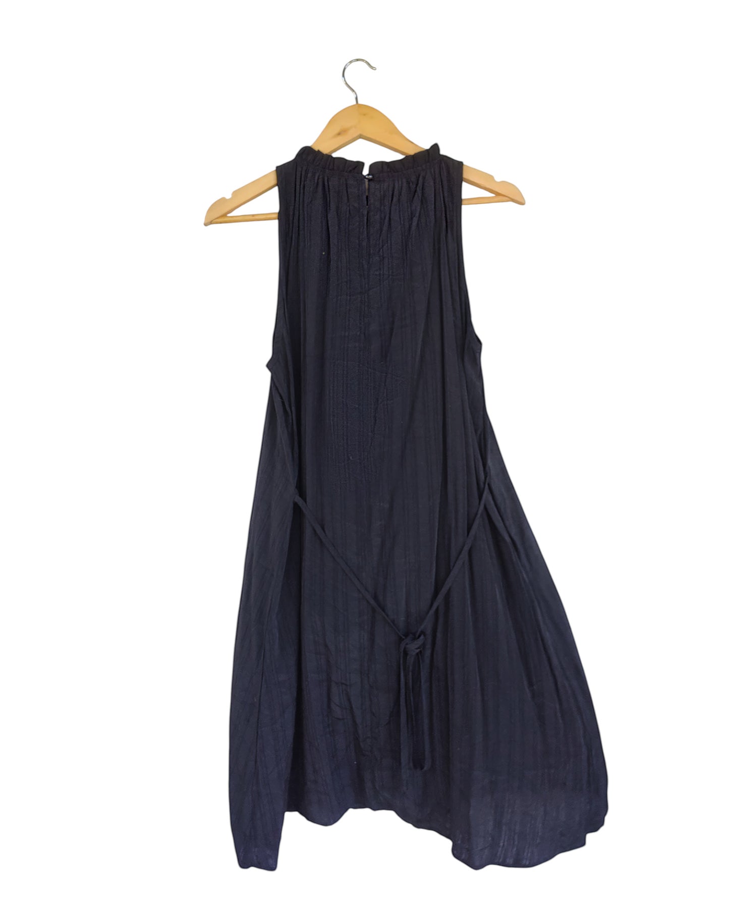 Black Pleated Halter Neck Midi Dress
