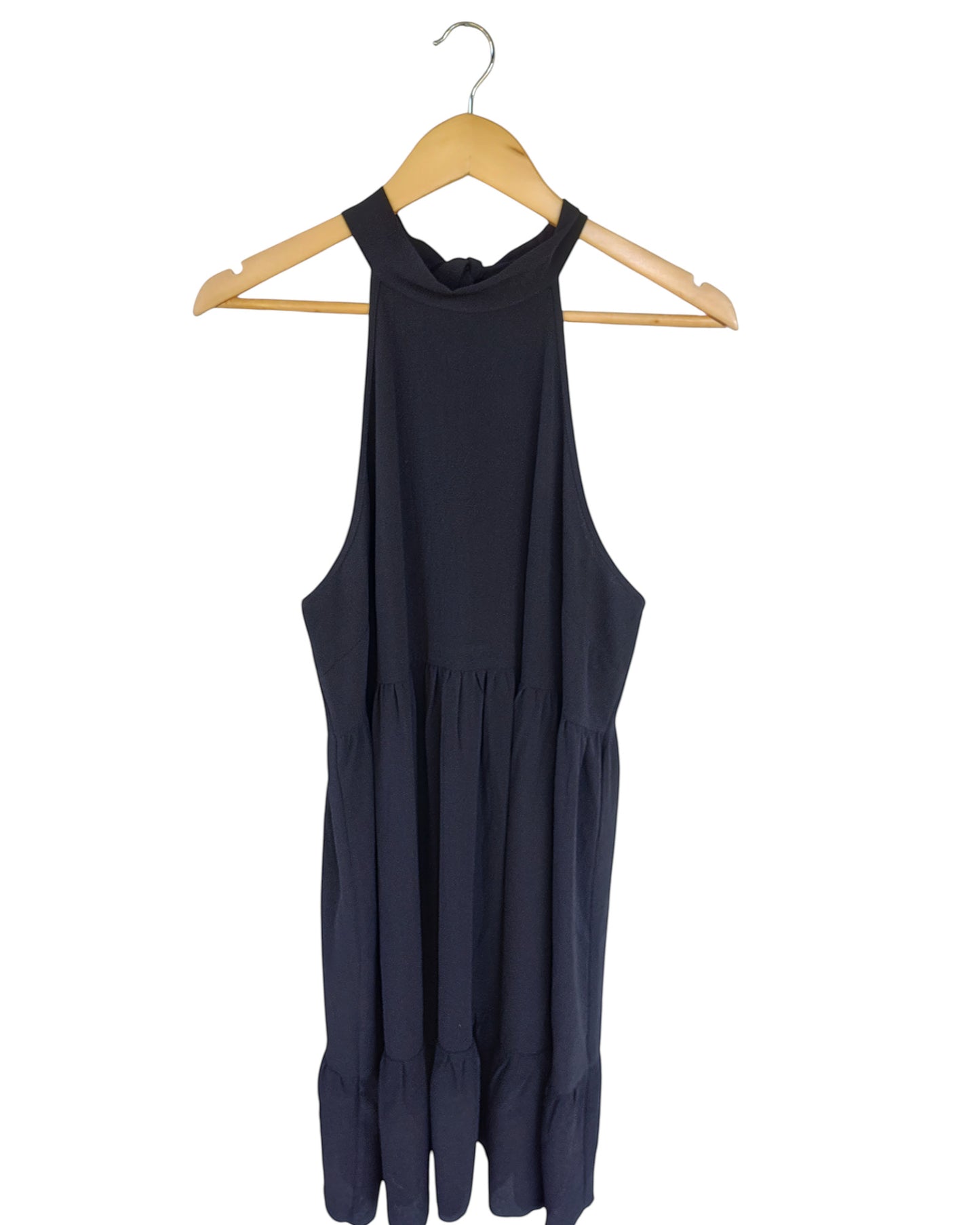 Black Sleeveless Tiered Midi Dress
