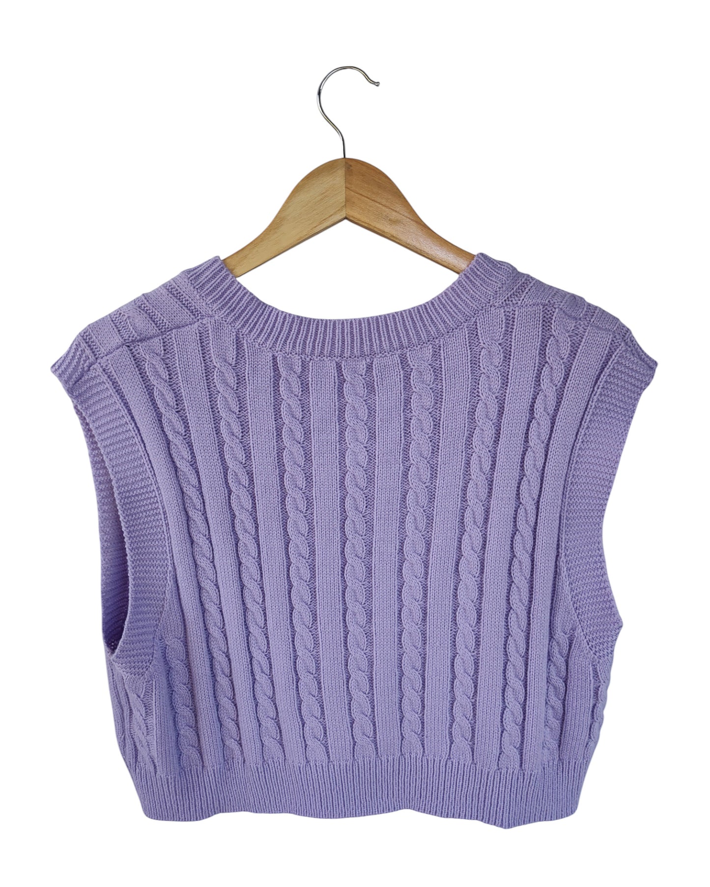 Lilac cable-knit cropped sweater vest