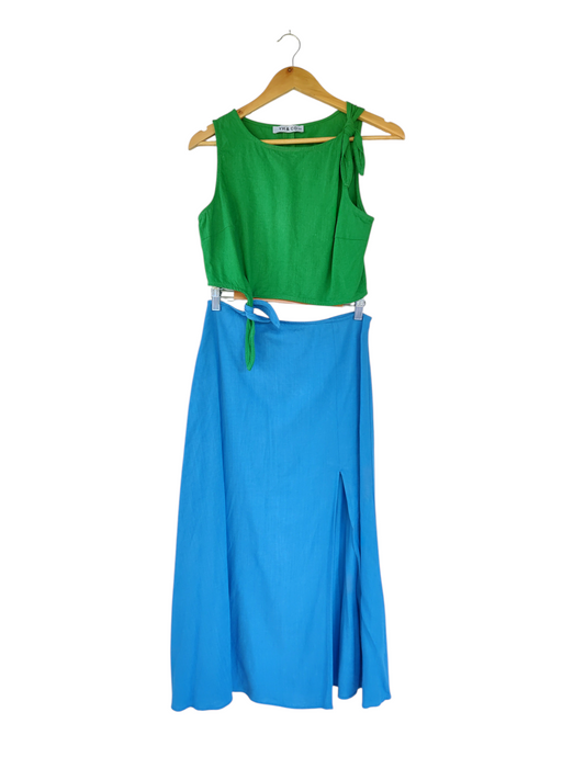 YH & CO Green & Blue Two - Piece Dress