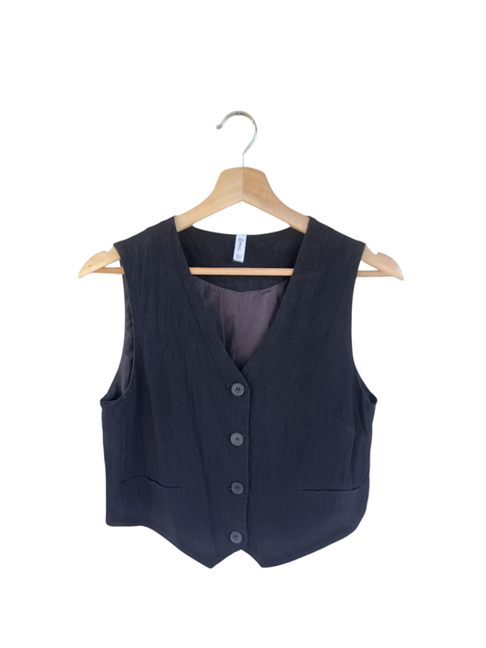 Black tailored button-front vest
