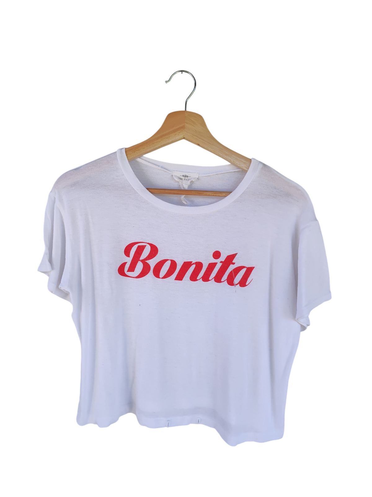 White “Bonita” Graphic Crop T-Shirt