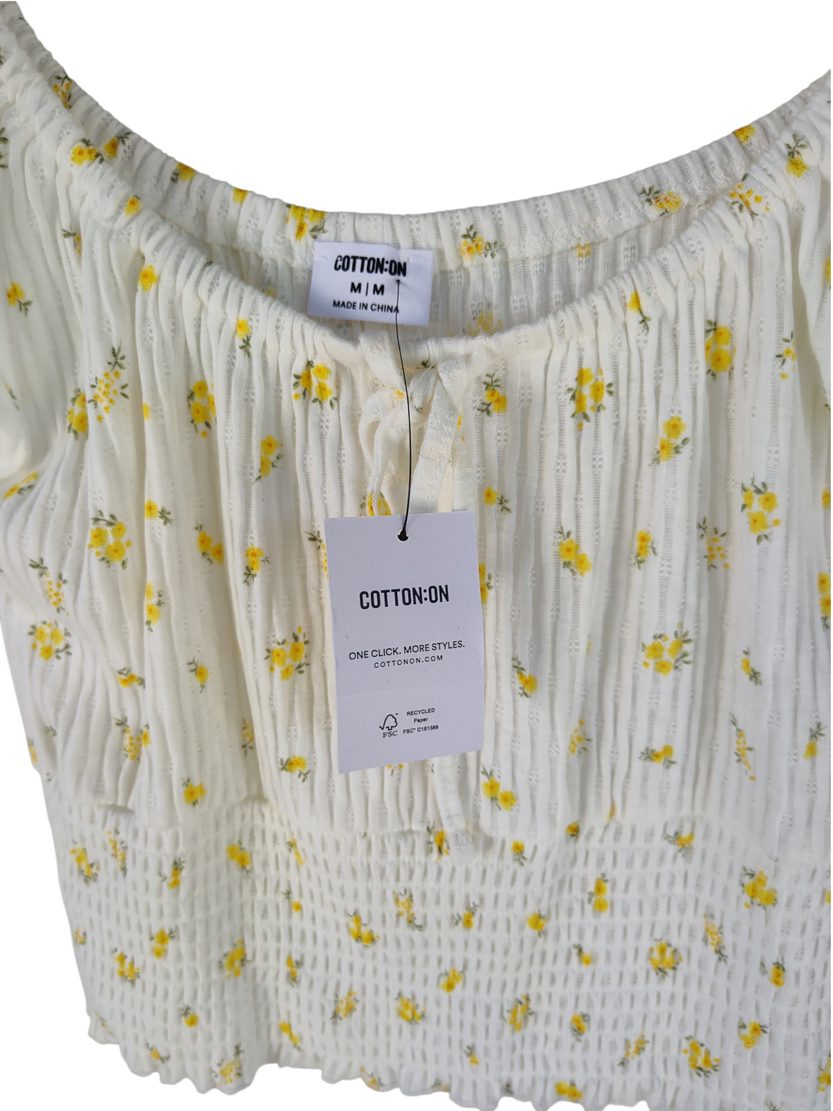 Cotton On Yellow Floral Shirred Crop Top