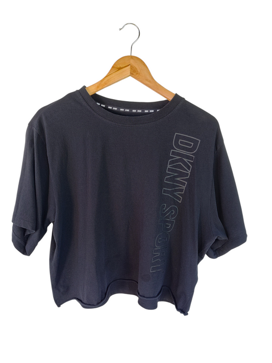 DKNY Sport Black Logo Cropped T-Shirt
