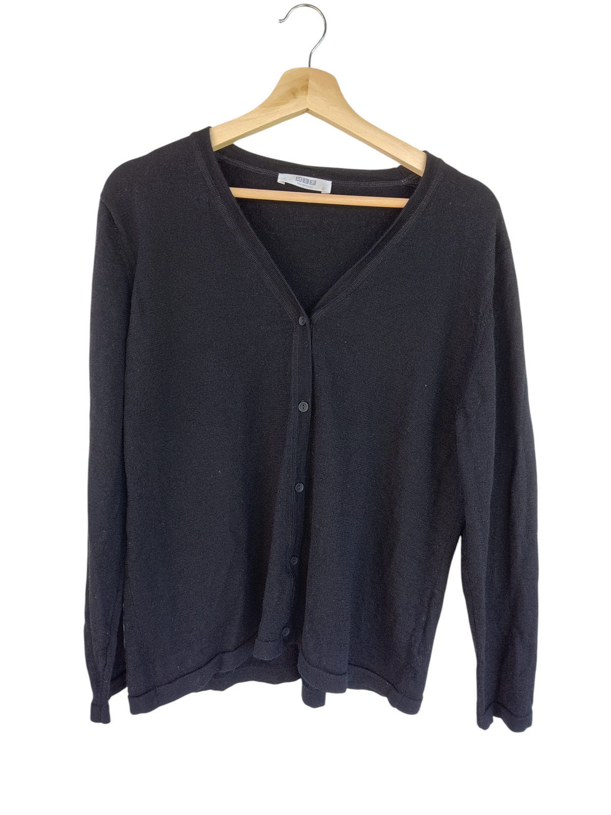 M+F Corporate Black V-Neck Button Cardigan – XL