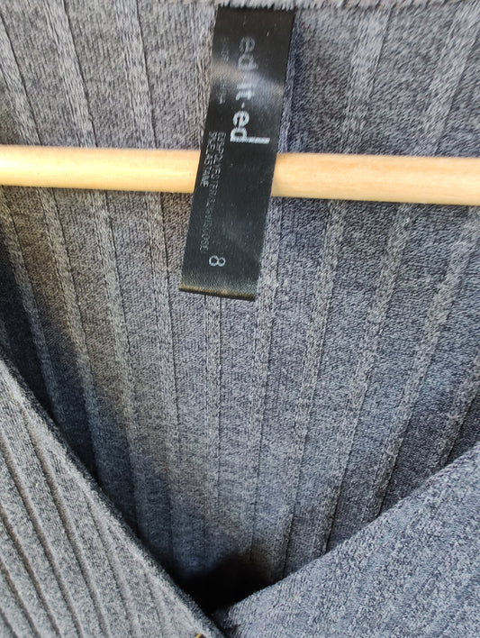 Ed.it.ed Ribbed Grey Maxi Cardigan