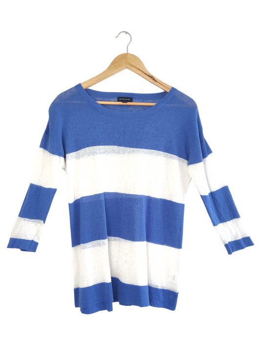 Blue & White Stripe Sweater Semi Sheer Sweater