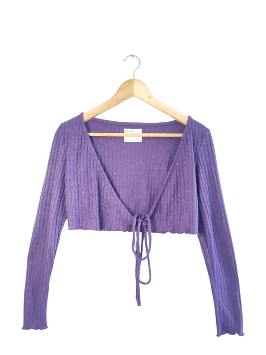 Bright Purple Grape Ribbed Cardi Shrug