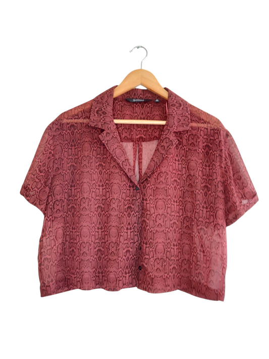 Sheer Snakeskin Crop Shirt