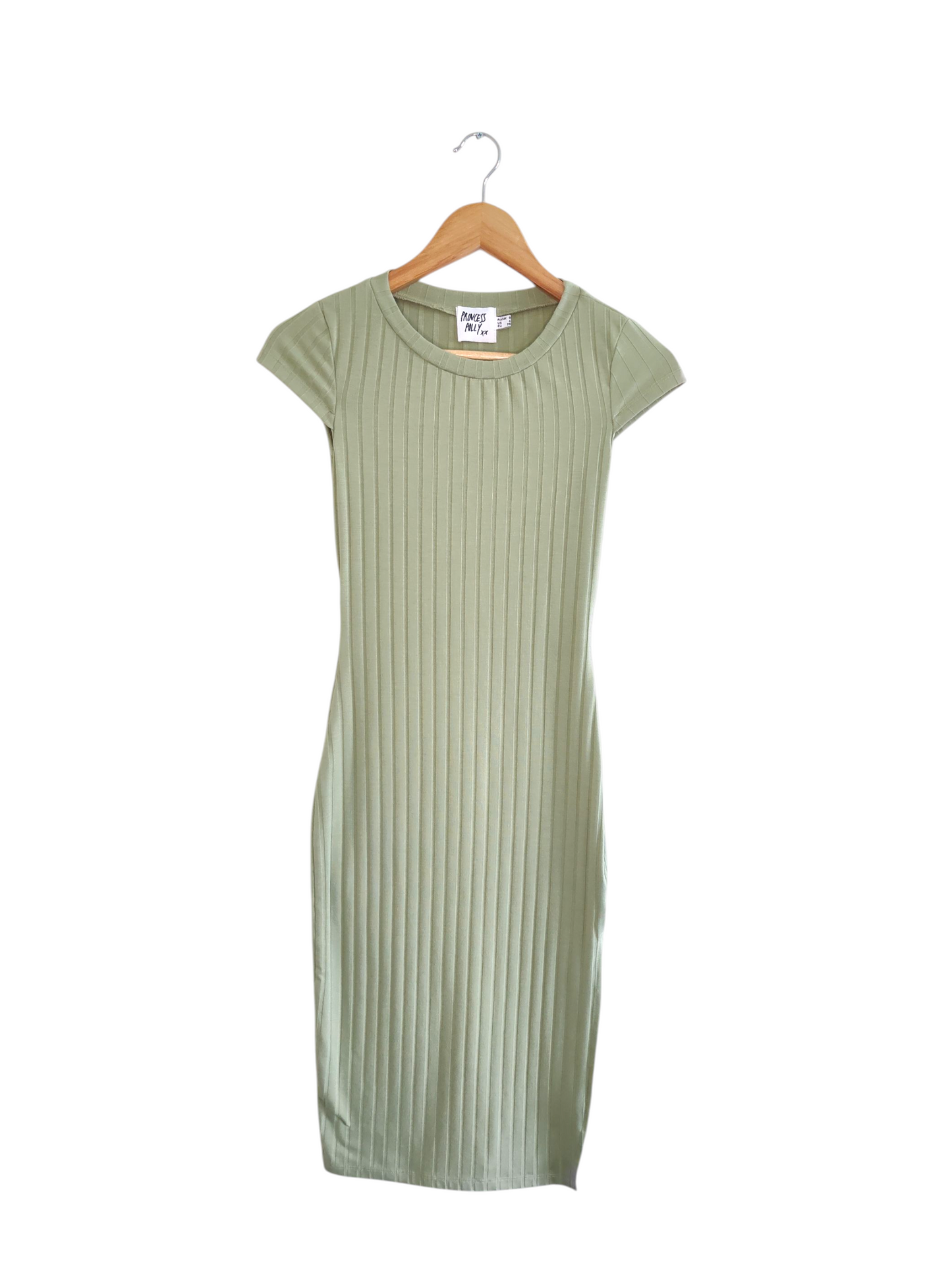 Princess Polly Sage Ribbed Mini Dress