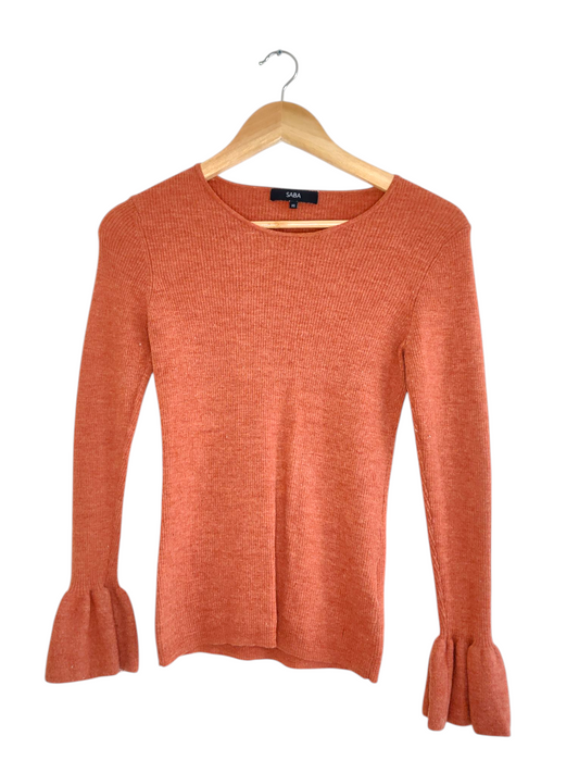 Merino Wool Terra Cotta Knit Sweater Top