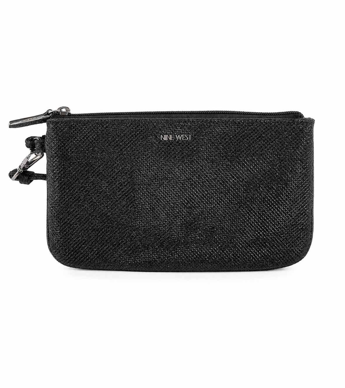 Sleek Black Zip- Top Wristlet Pouch