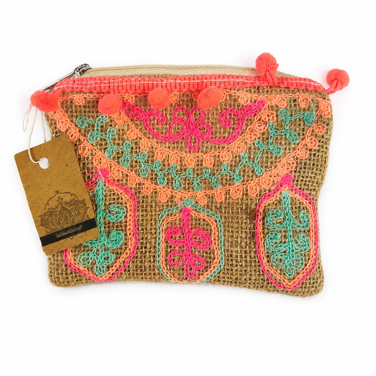 Boho Jute Zipper Pouch