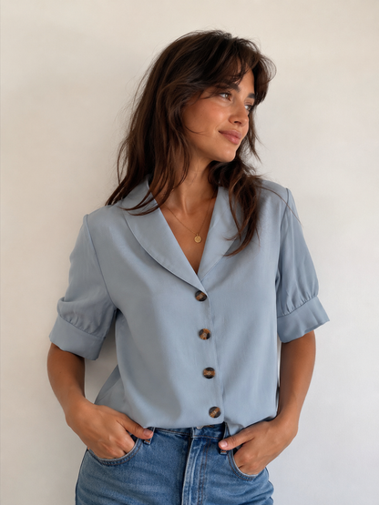Vintage Style Button Up Blouse