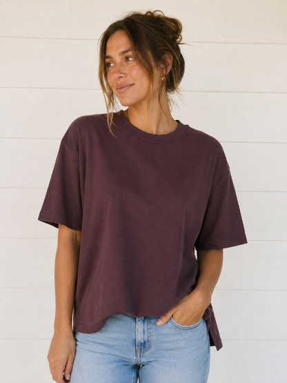 UNI QLO Brown Short Sleeve Casual Tee