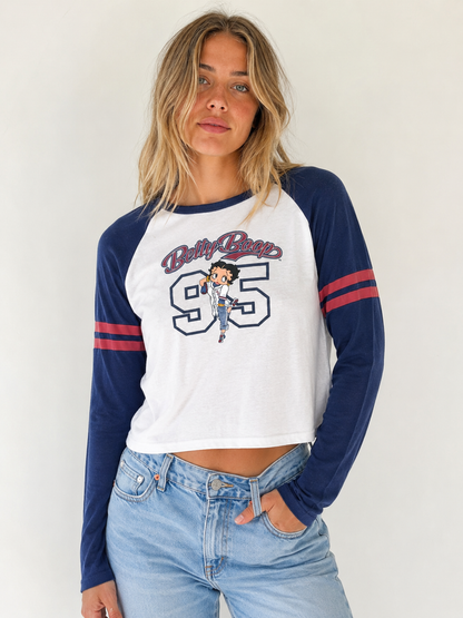 Betty Boop 95 Long Sleeve Raglan Graphic Tee