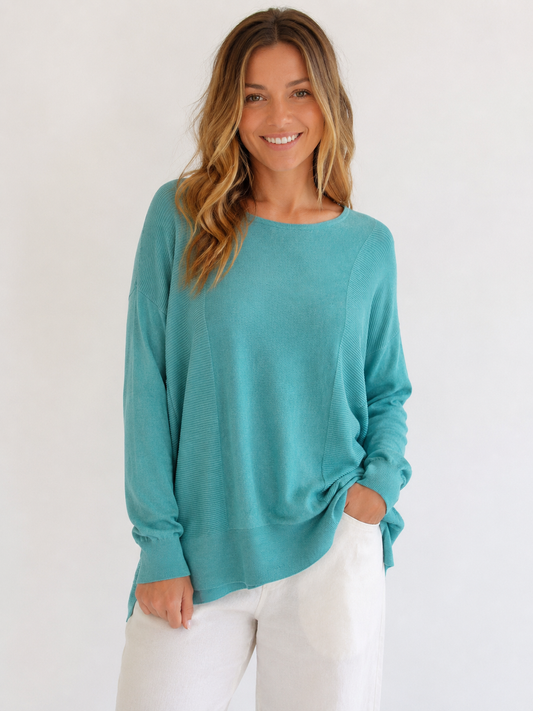 Jeanswest Teal Relaxed Longline Knit Jumper