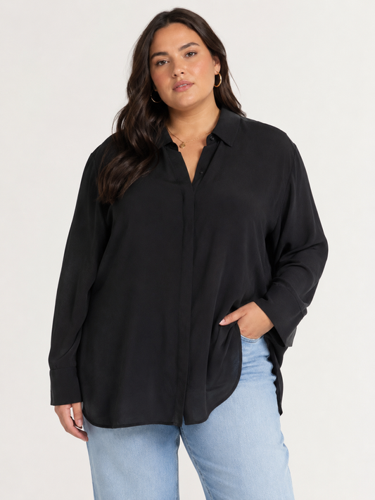 Black Oversized Longline Shirt