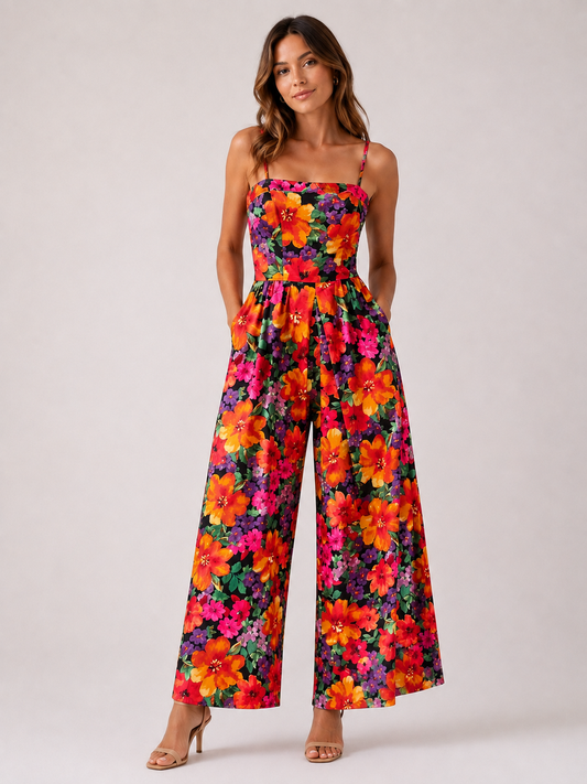 Ask Grace Multicolour Floral Wide-Leg Jumpsuit