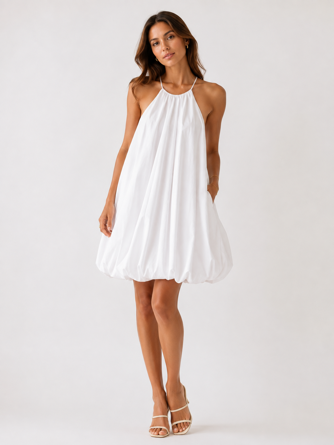 Zara White Halter-Neck Mini Dress