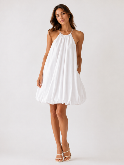 Zara White Halter-Neck Mini Dress