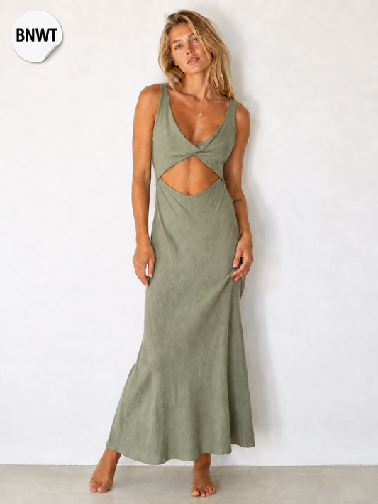 Petal + Pup Sage Green Cut Out Maxi Dress