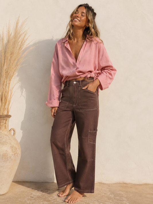 Brown Deniem Trousers