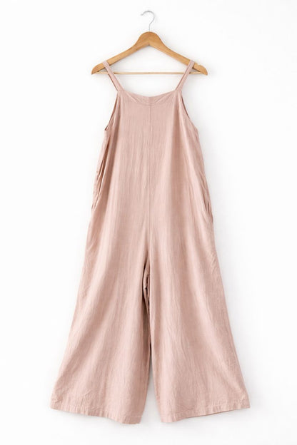 Tree Of Life - Beige Dungarees One- Piece With Pockets!