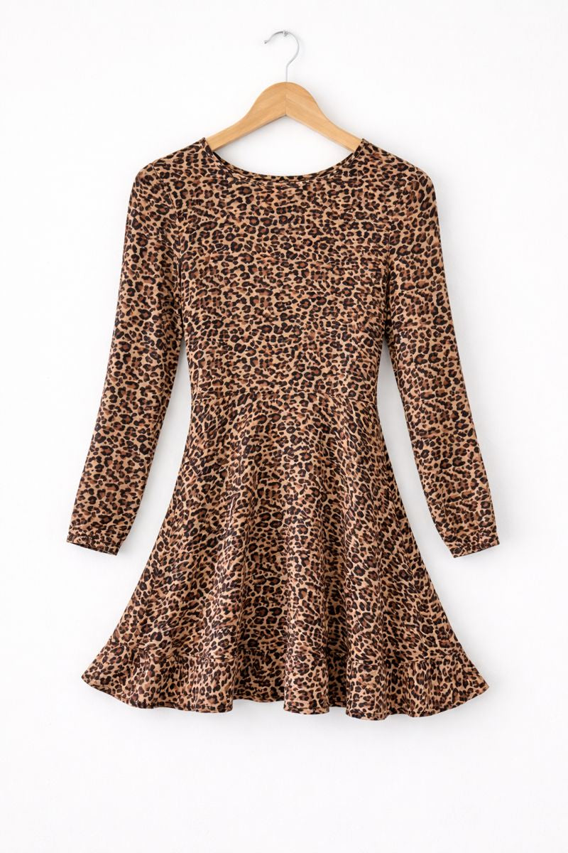 Leopard Print Mini Dress Long Sleeve