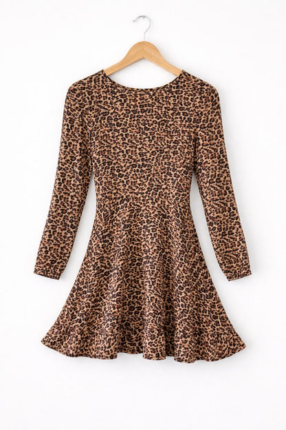 Leopard Print Mini Dress Long Sleeve