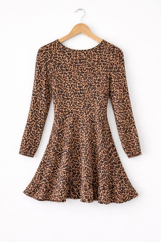 Leopard Print Mini Dress Long Sleeve