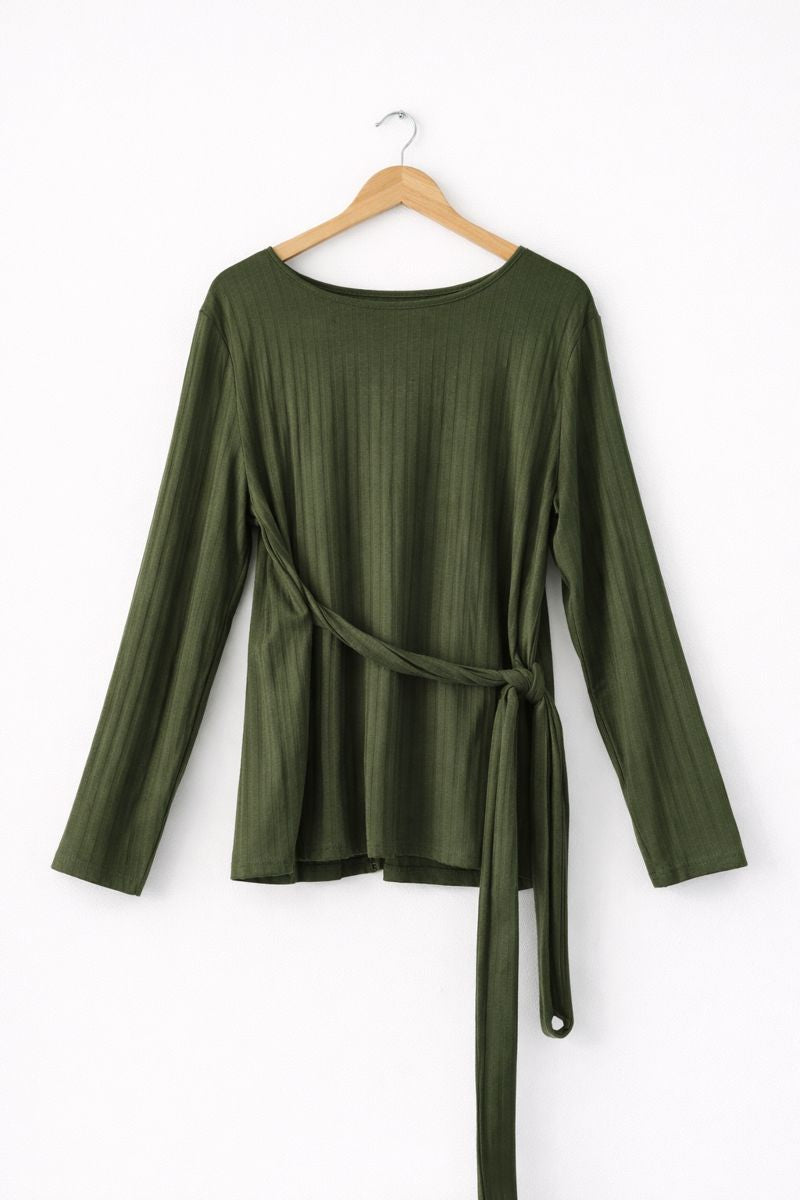 Ribbed Long Sleeve Sweater Blouse