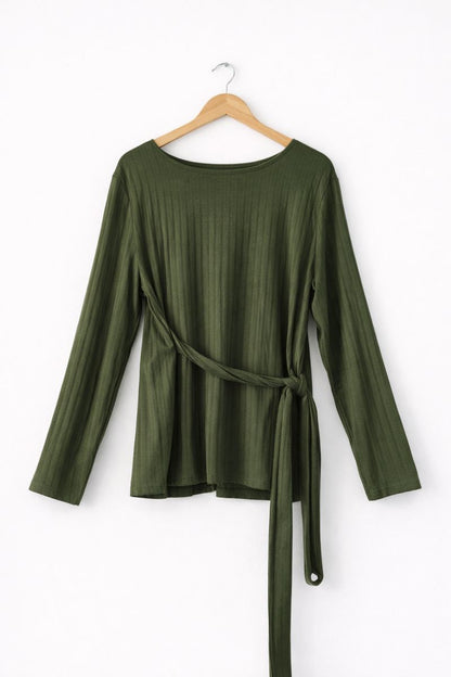 Ribbed Long Sleeve Sweater Blouse
