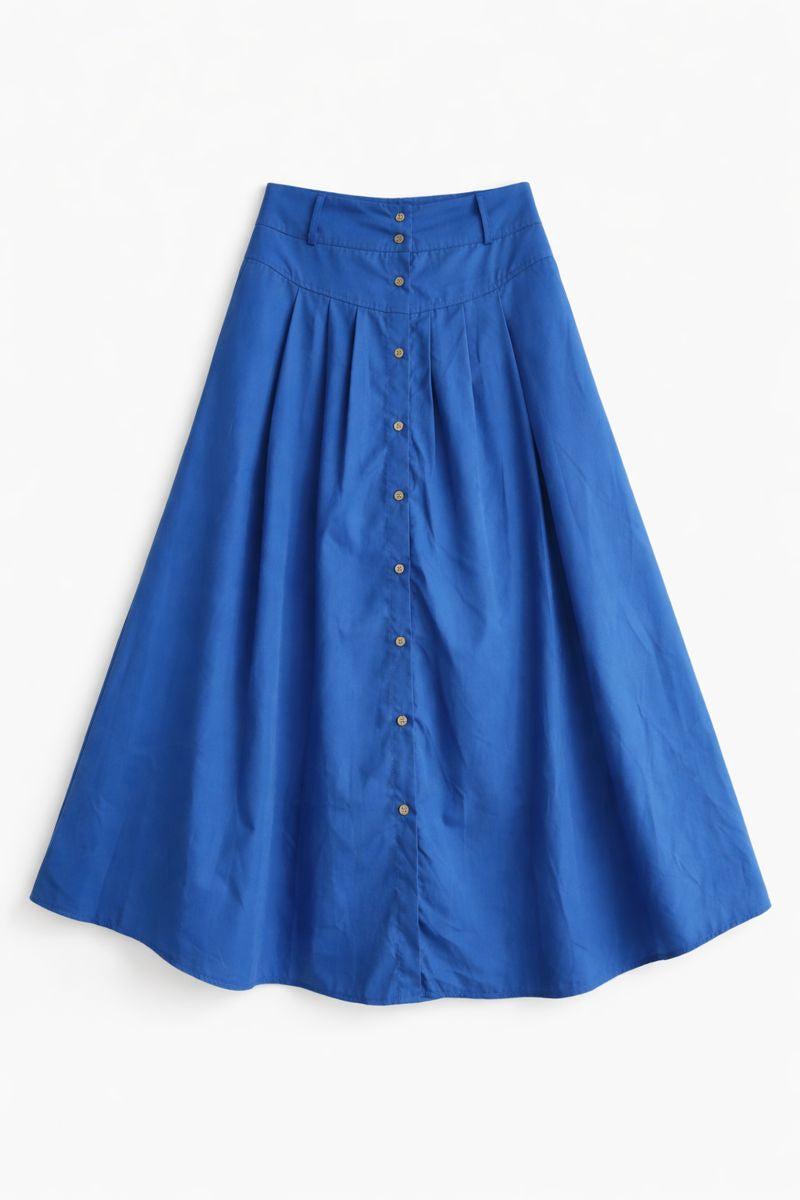 Zanzea Blue Pleated High Rise Maxi Skirt