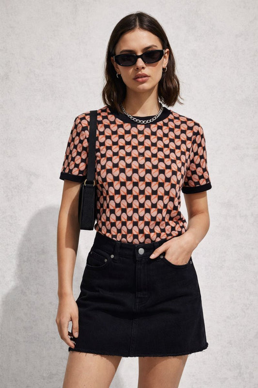 Geometric Short Sleeve Crew Neck Tee