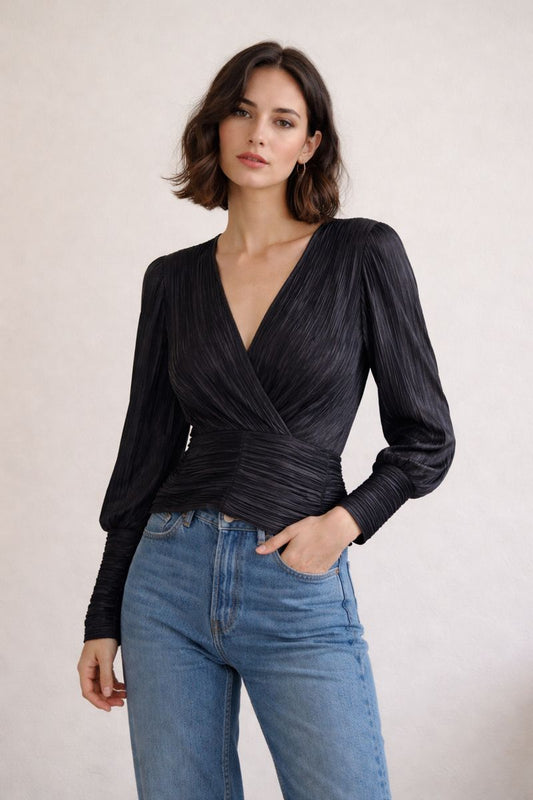 Chic Evening Black Bardot Blouse